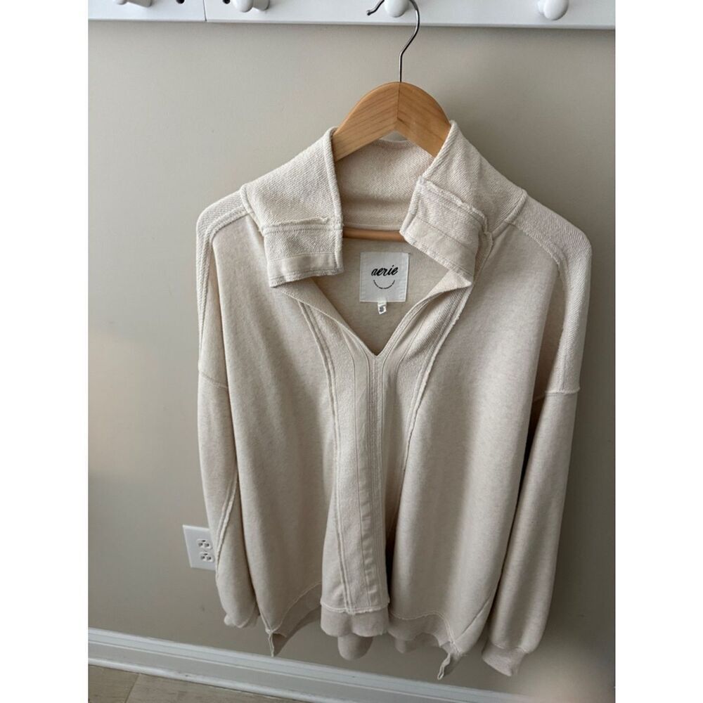 aerie oatmeal color Cozy Pullover